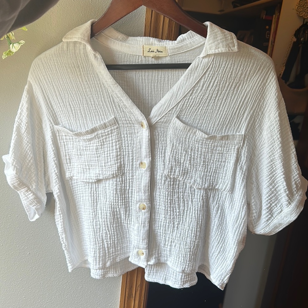 White Flowy button up